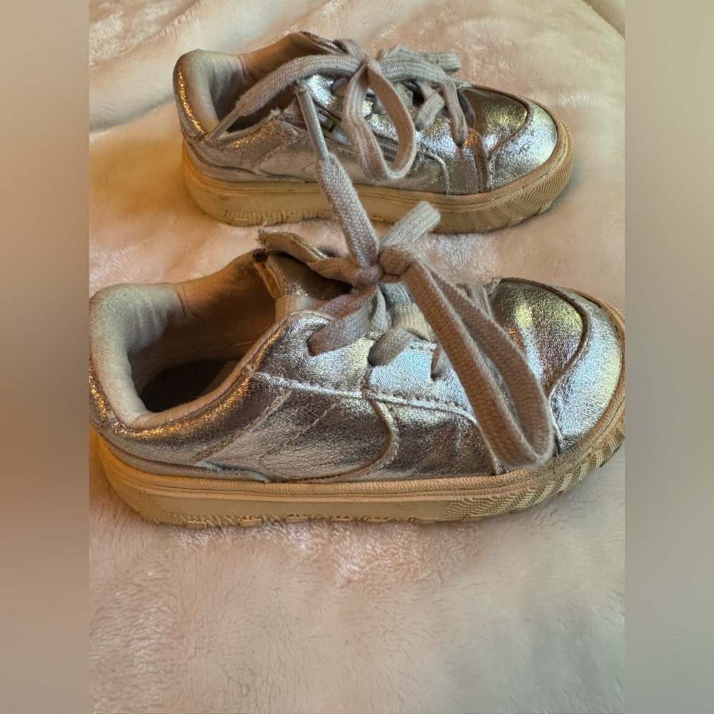 Zara silver sneakers. Toddler girl size 8